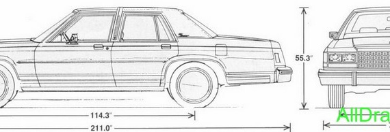 Ford LTD Crown Victoria (1986) - drawings (drawings) of the car